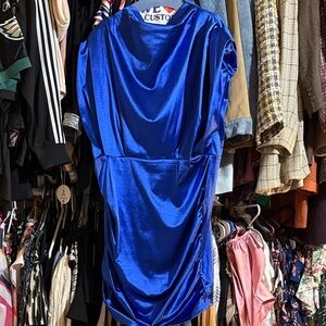 Vibrant Blue Satin Dress mini dress ruched